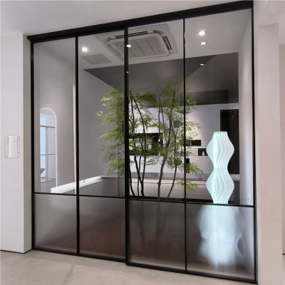 Partition Glass Door With OPK Sliding System for Bedroom Living Room and Bathroom Room Divider Star Hotel Villa Apartment