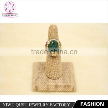 2015 new product gold plated ring with the earth's surface oval flat imitation jade