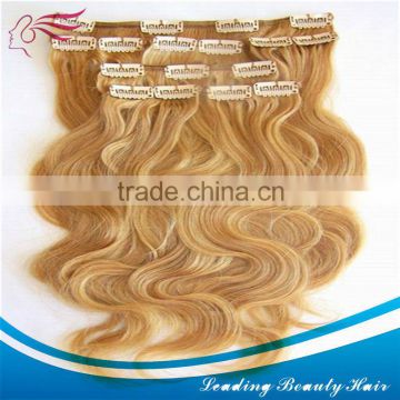 High quality tangle-free virgin human clip in hair extension