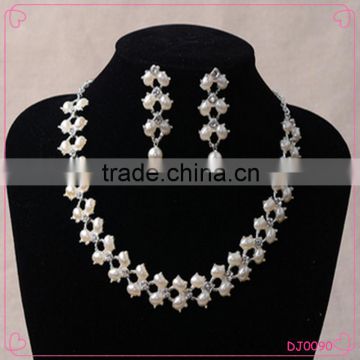 Women Wedding Dress Jewelry Sets Short Chain Pearl Necklace Earring Set