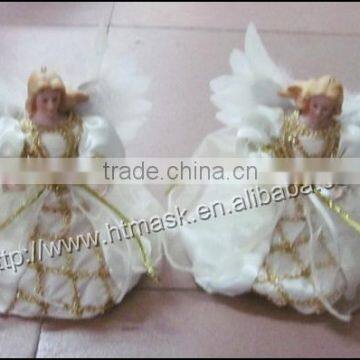 Christmas decorating supplies fabric,ceramic golden angel shape ornaments supplies natal crafts hanging