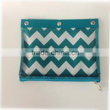 Osni custom clear pvc z-wave zipper pencil case clear pvc bag z-wave pattern cosmetic bag