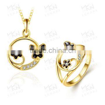 Custom Color Jewelry 18K Gold Plating Necklace and Ring Jewelry Set