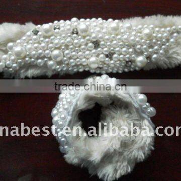 stretch bracelet fur and bead covered