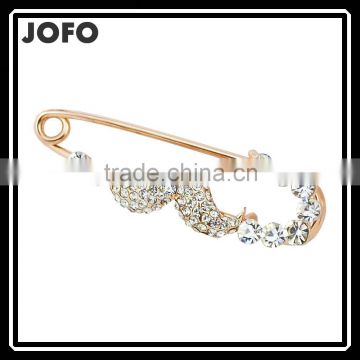 Unique Design Rhinestone And Pearl Mustache Brooches Pin Beard