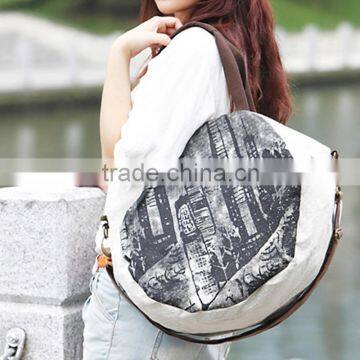 Custom lady canvas handbag full digital print tote bag