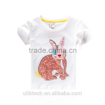 cute rabbit white tshirt fancy baby kids girls t shirt