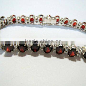 925 silver Natural Garnet Stone Bracelet Wholesale