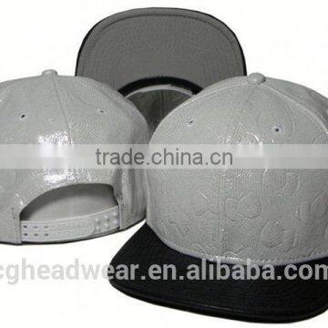 Custom snapback hats wholesale/snapback cap/plain black leather snapback caps