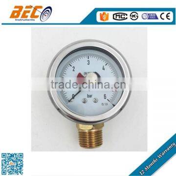 60mm 2.5 inch double pointer pressure gauge with bottom connection