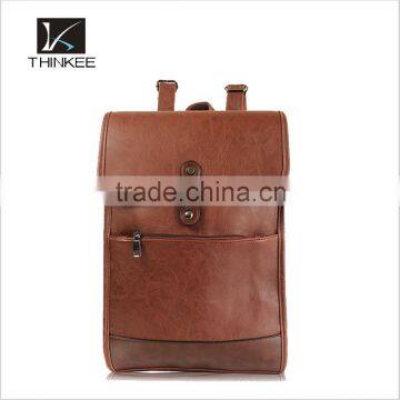 Slim bucket shape laptop leather backpack bag