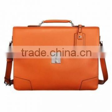 Slim Flap Embossed Leather Briefcase