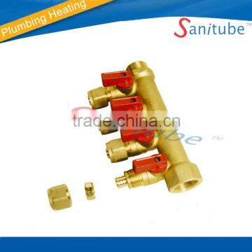 4 Way Brass Water Manifold for Underfloor Heating, Water Supply, Etc.