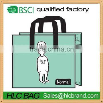 Short handle recyclable non woven bag with zipper