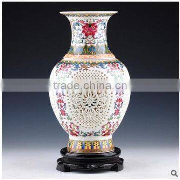 Hollow out china antique blue and white ceramic vase for wholesale made in jingdezhen