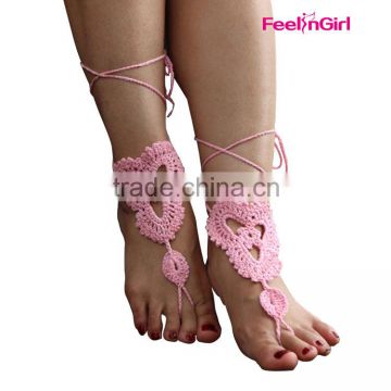 Pink Cute Crochet Barefoot Sandals Wholesale Lovely Girls