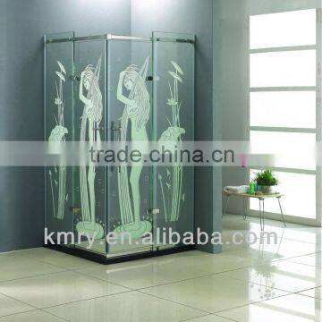 Silk Print Tempered Glass Square Shower Enclosure (KT8017)