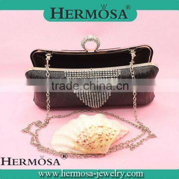 Hermosa New Arrival Elegant Single Side Ring Purse Women Evening Party Prom Clutch Purse Surperstar Jewelry Bag with 46" Chain