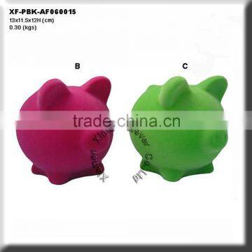 pretty polyresin flocking piggy coin bank