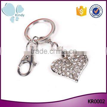 Wholesale heart shape metal alloy crystal keychain holder