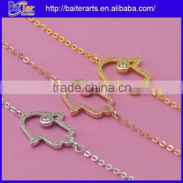 Alibaba Express Custom Womens Simple Design Hollow Link Chain Evil Eye Bracelet Wholesale