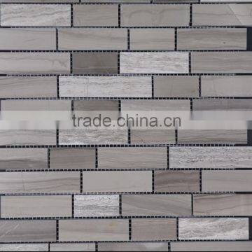 Brick style white wooden marble mosaic for interior decorative