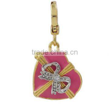 Wholesale Fashion Handmade Gift Heart Box Crystal Charm Souvenir Pendant CM222