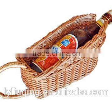 willow / wicker weaving wine holder basket for single bottle