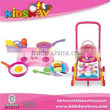 New lovely baby emulational pretend cooking tools cart toy