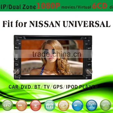 car dvd gps windows ce 6.0 fit for Nissan universal with radio bluetooth gps tv pip dual zone