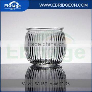 Striped round glass candle holder glass candle jar