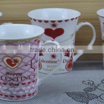 14OZ sweet heart fully decal, shiny surface porcelain mug, KL5001-356