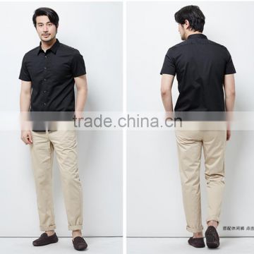 Classic Black short sleeve cotton dress designer slim fit pant shirts