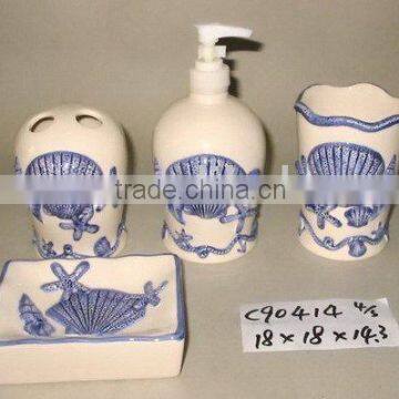 cerami bathroom set with embossed handpainted