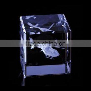 3D laser engraved crystal cube with custom image inside for souvenir gifts