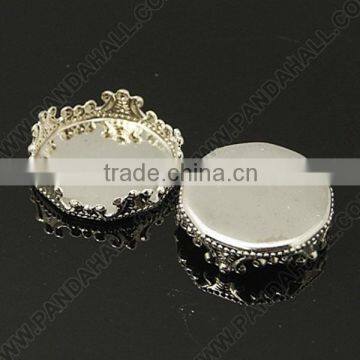 Filigree Mounts Bright Silver Tone Brass 15mm Blanks Bezel Settings(KK-14/03-NFS)