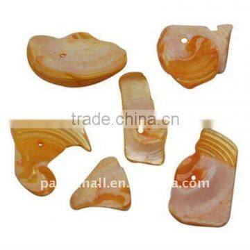 Sea Shell Beads, Dyed, Orange, about 10~23x9~14x1~10mm, hole: 2mm, about 1250pcs/500g(BSHE-S010-6)