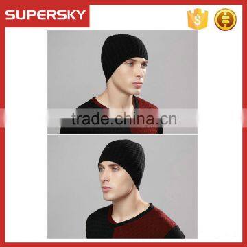 V-176 Earflaps simple plain men knitted beanie hat /beret/winter hat/warmer hat