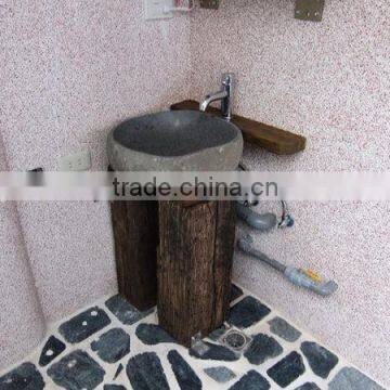 Natural Bathroom Cobble Stone Pedestal Basin photo-6