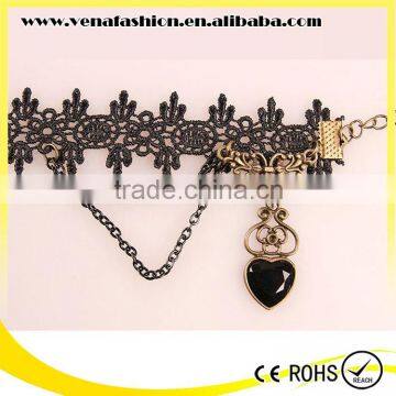 Europe Heart Black Lace Imitation Diamond Jewelry