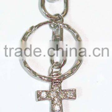 Fashion key chain with anchor pendant zinc alloy cz stones