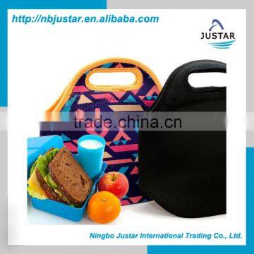 Designer Pattern Durable Zipper Closure Thick Insulated Tote Neoprene Kid Lunch Bag for School