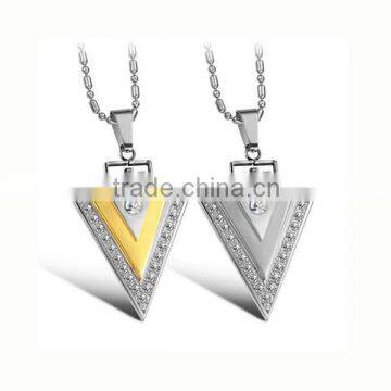 Fashion triangle shaped stainless steel pendant for best friend best friend pendant necklace best friend forever pendant(LP3014)