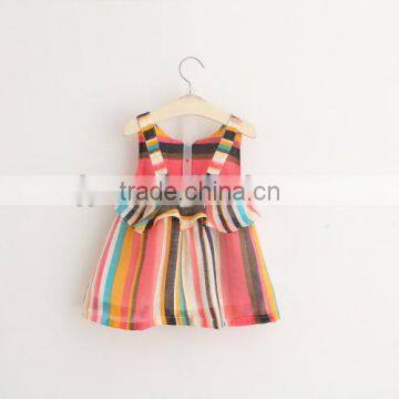 High quality baby girls floral cotton and linen baby girls spaghetti Strap dress