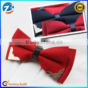 Fashion Gentlemen Wedding Groom Bowtie with Gold Metal Corner                        
                                                Quality Choice