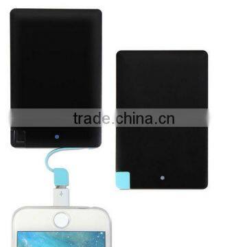 2016 Factory Wholesale slim Credit Card Mobile Charger , mini battery Mobile Charger2600mAh