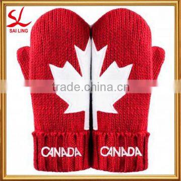 Canada Red Maple Leaf Mittens Acrylic Winter Knit Red Canada Olympic Mittens Style At Home