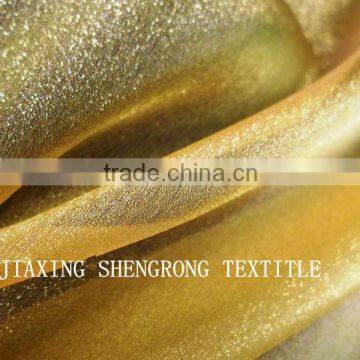 Shimmer golden color voil fabric /Tulle organza