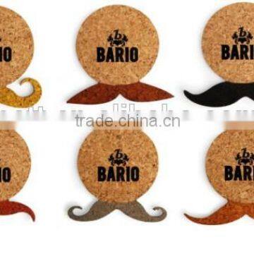 promotion custom moustache cork coaster drinking cup mat