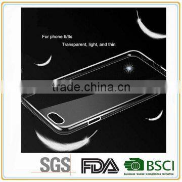 High quality mobile phone clear cover transparent ultra slim TPU phone case for 6S